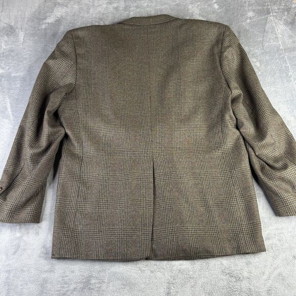 Tailors Row by Deansgate Blazer Mens 42R Plaid Silk Wool Two Button Sport Coat - Picture 10 of 10